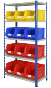 Shelving Bay with 12 Rhino Tuff Bin50 Parts Storage Bins